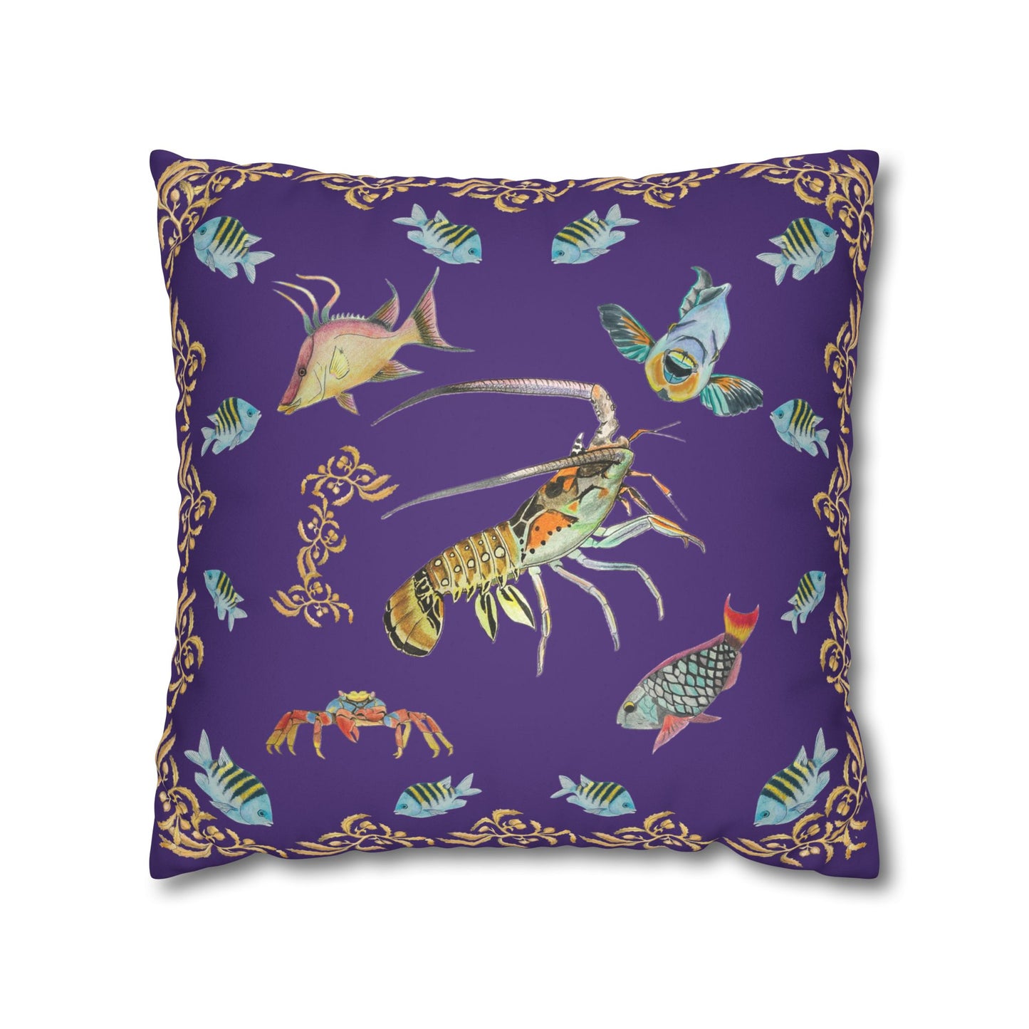 Sargasso Sea - Faux Suede Square Pillow Case - Deep Purple