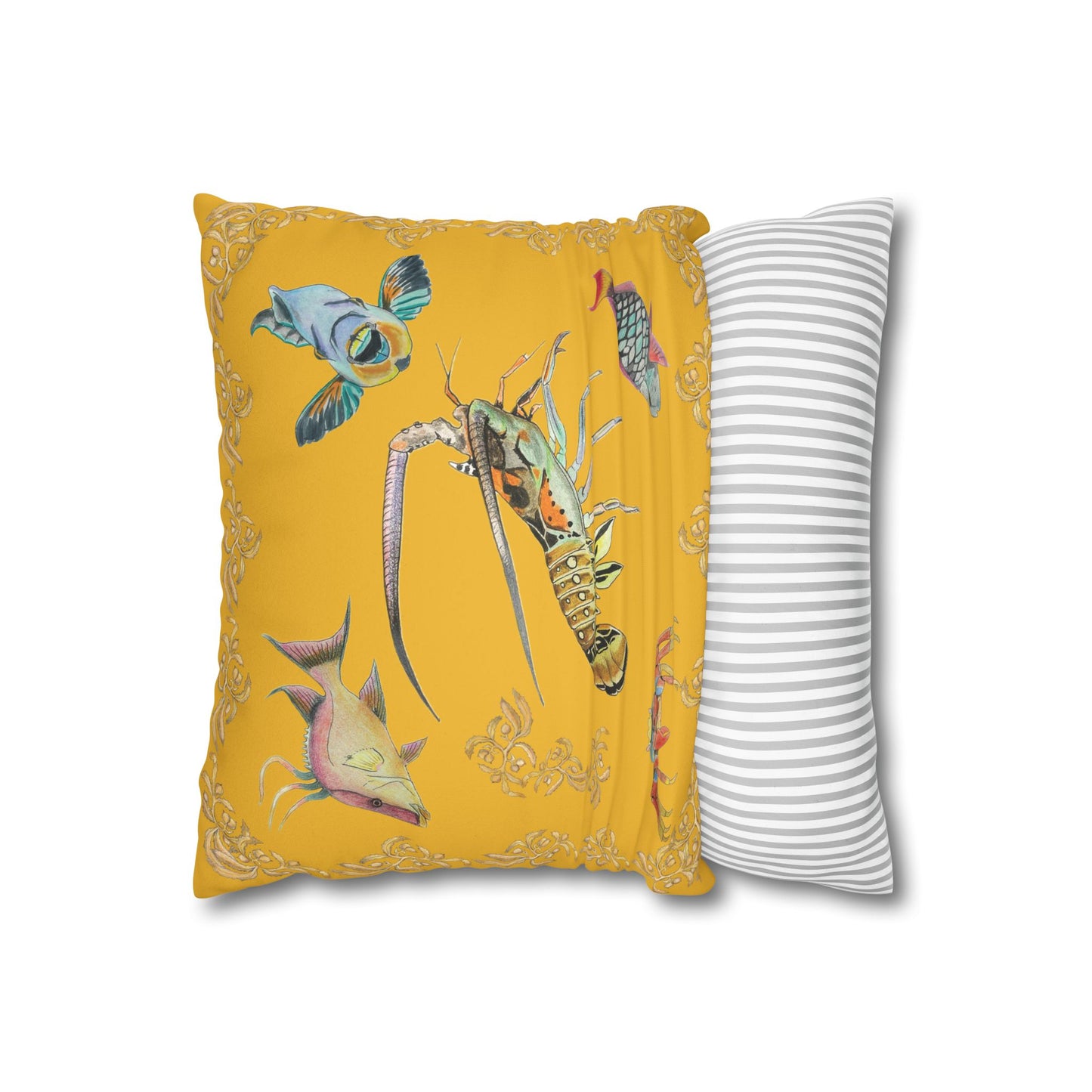 Sargasso Sea - Faux Suede Square Pillow Case - Mango