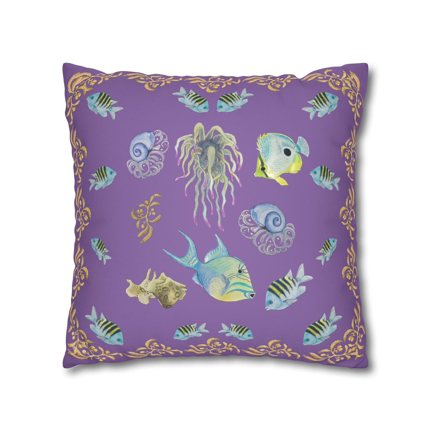 Sargasso Sea - Faux Suede Square Pillow Case - Light Purple