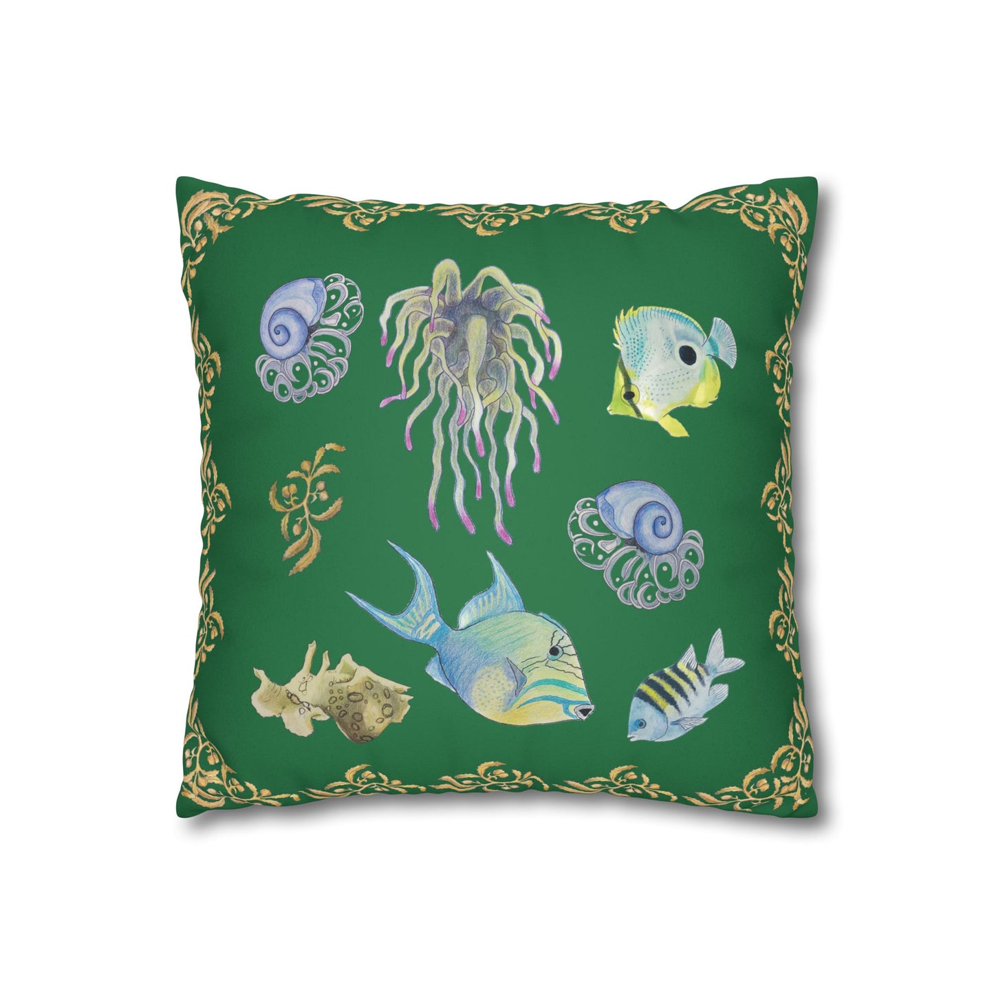 Sargasso Sea - Faux Suede Square Pillow Case - Forest