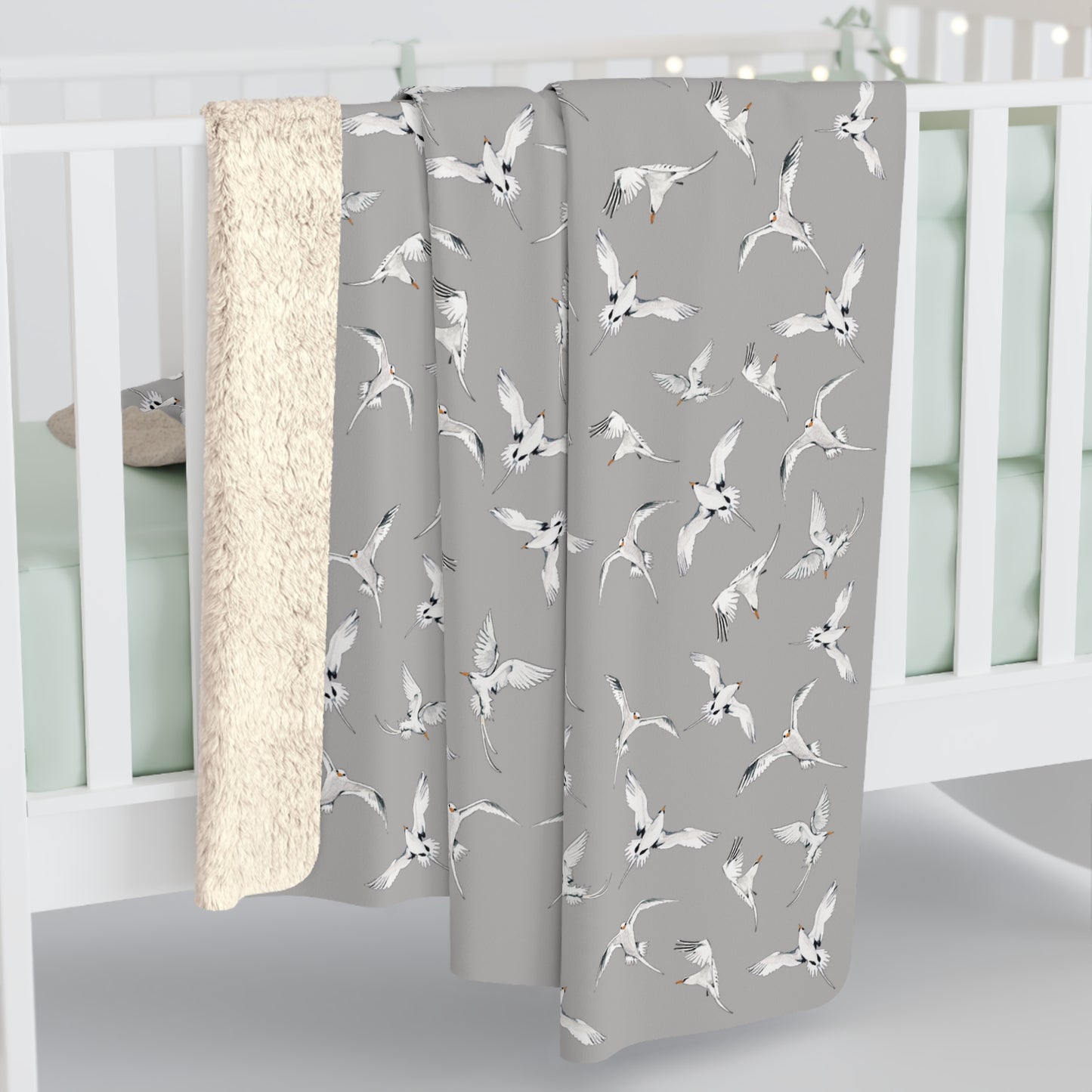 Longtails - Sherpa Fleece Blanket - Light Grey