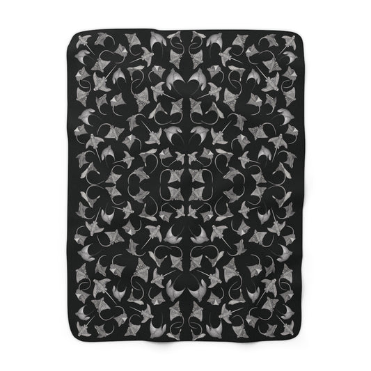 Eagle Ray - Sherpa Fleece Blanket - Black