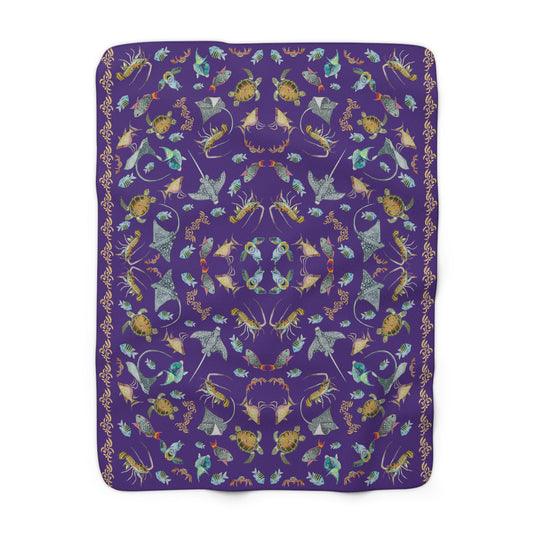 Sargasso Sea - Sherpa Fleece Blanket - Deep Purple