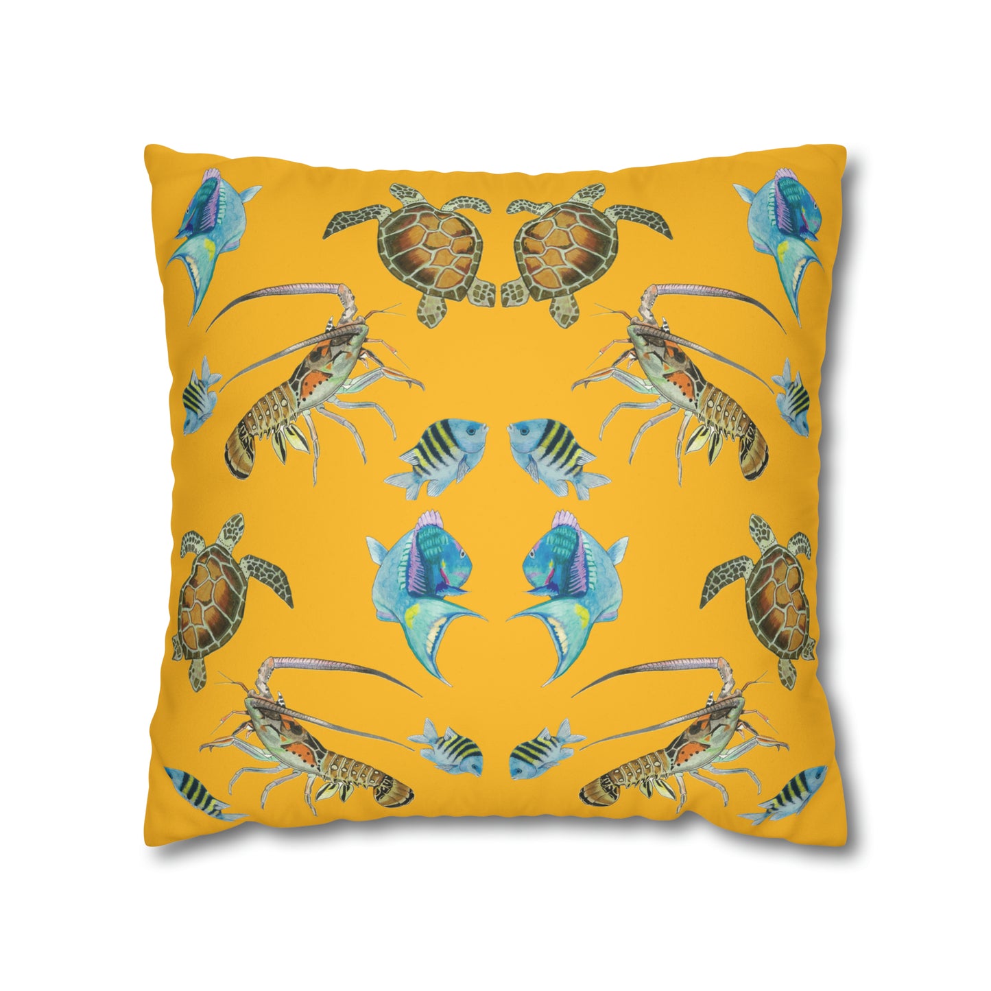 Sargasso Sea - Faux Suede Square Pillow Case - Mango