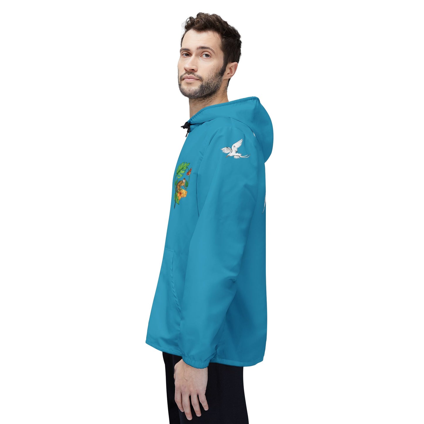 Longtails - Eco-Friendly Fish Print Windbreaker Jacket - Turquoise