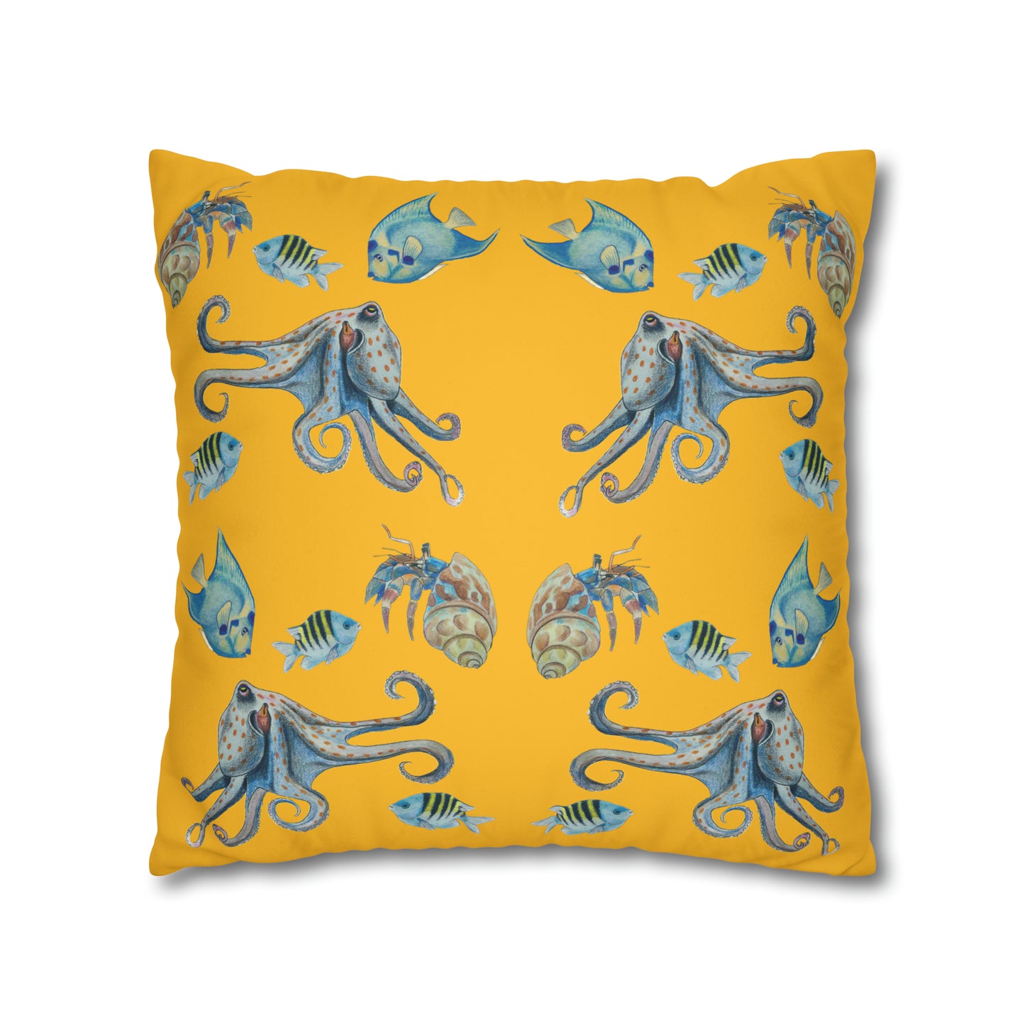 Sargasso Sea - Faux Suede Square Pillow Case - Mango