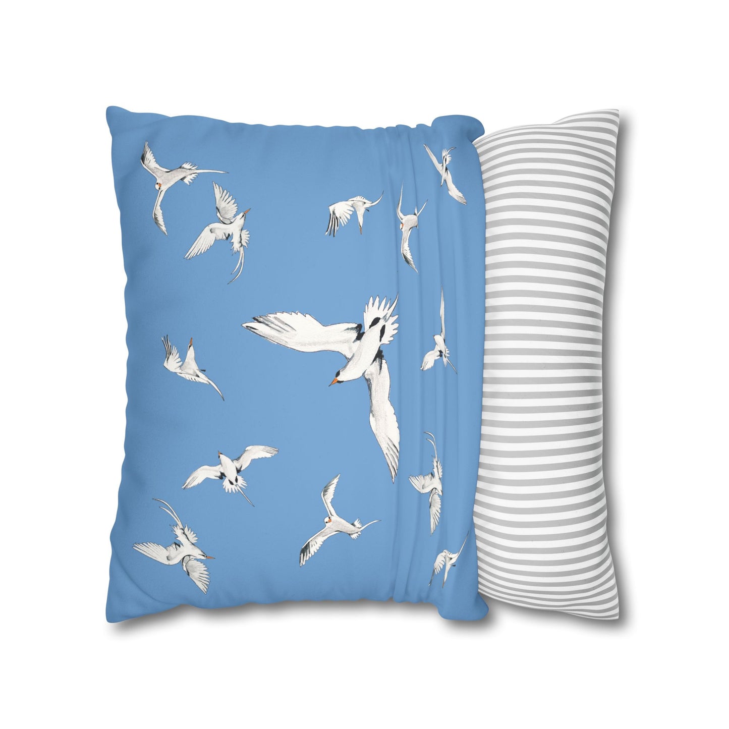 Longtails - Faux Suede Square Pillow Case - Light Blue