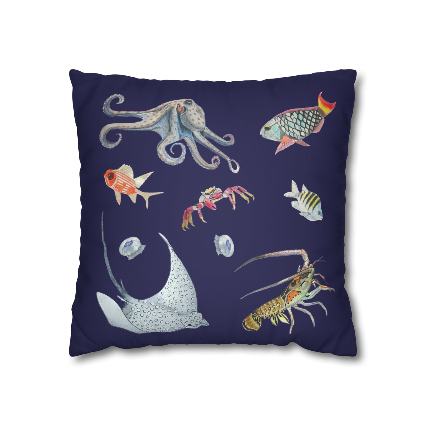 Sargasso Sea - Faux Suede Square Pillow Case - Midnight