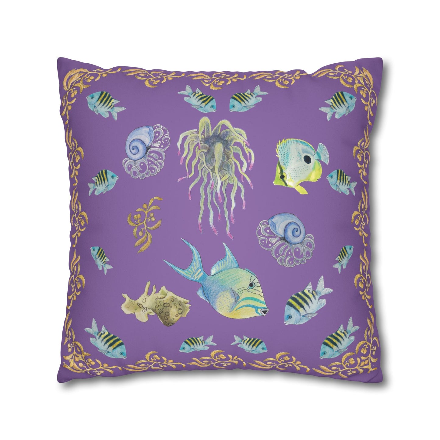 Sargasso Sea - Faux Suede Square Pillow Case - Light Purple