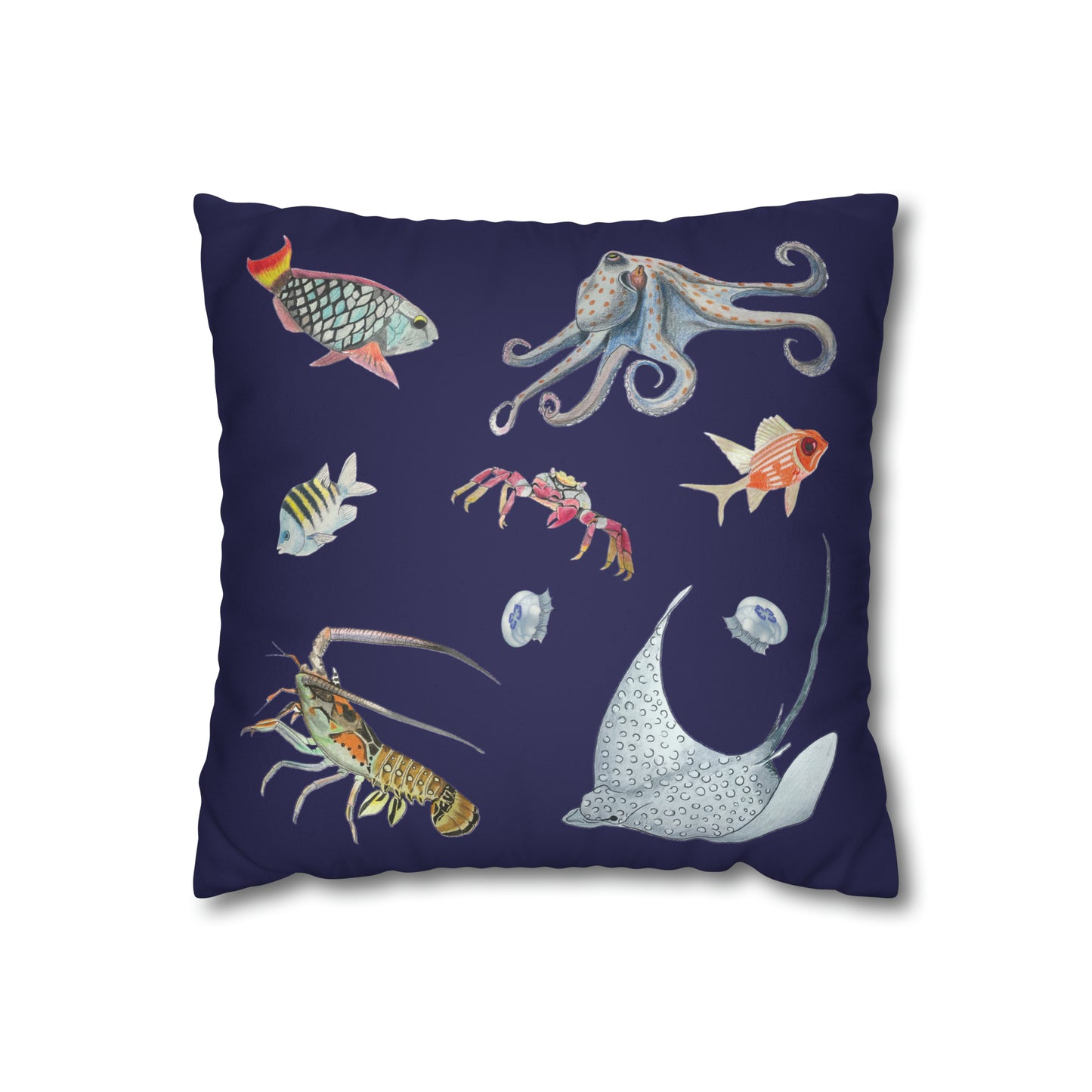 Sargasso Sea - Faux Suede Square Pillow Case - Midnight