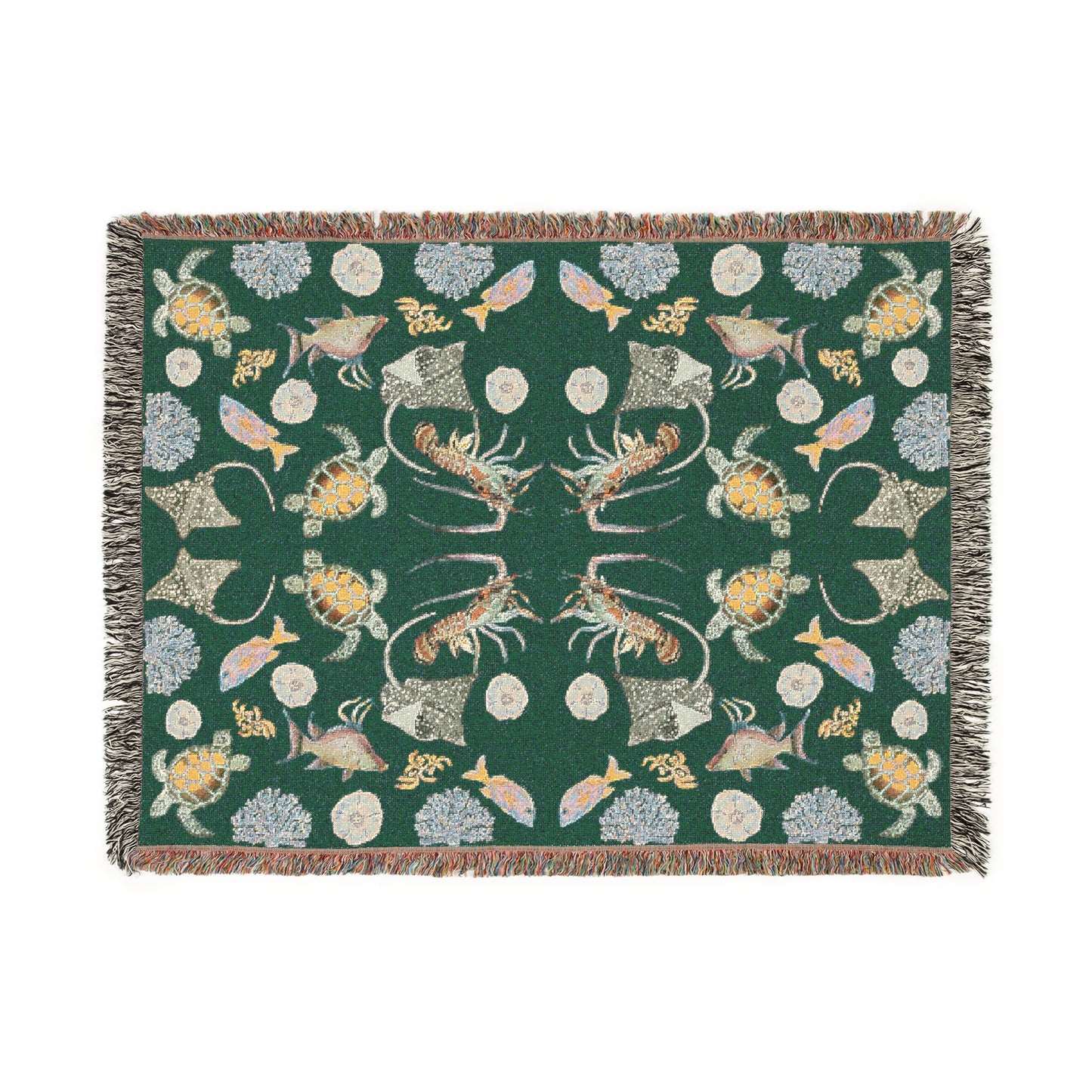 Sargasso Sea - Woven Blanket - Dark Green