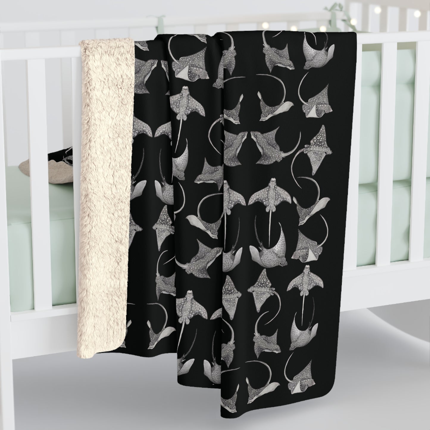 Eagle Ray - Sherpa Fleece Blanket - Black