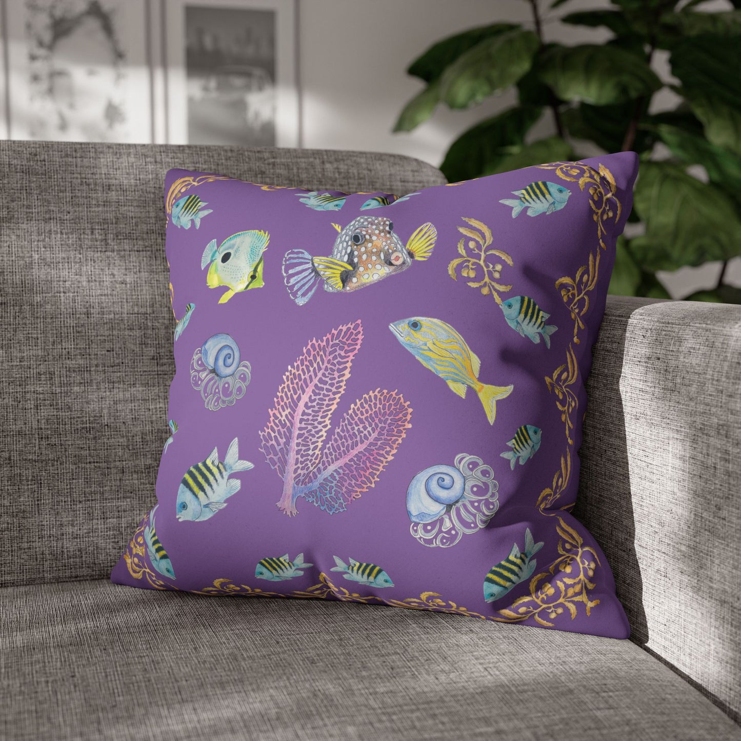 Sargasso Sea - Faux Suede Square Pillow Case - Light Purple