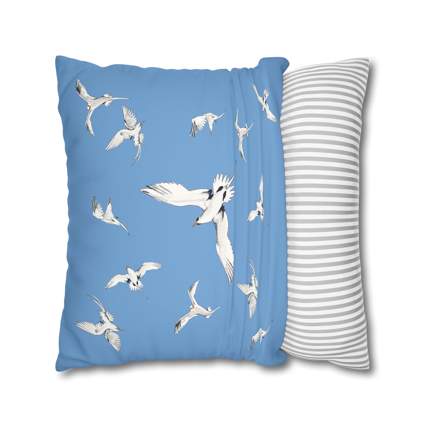 Longtails - Faux Suede Square Pillow Case - Light Blue