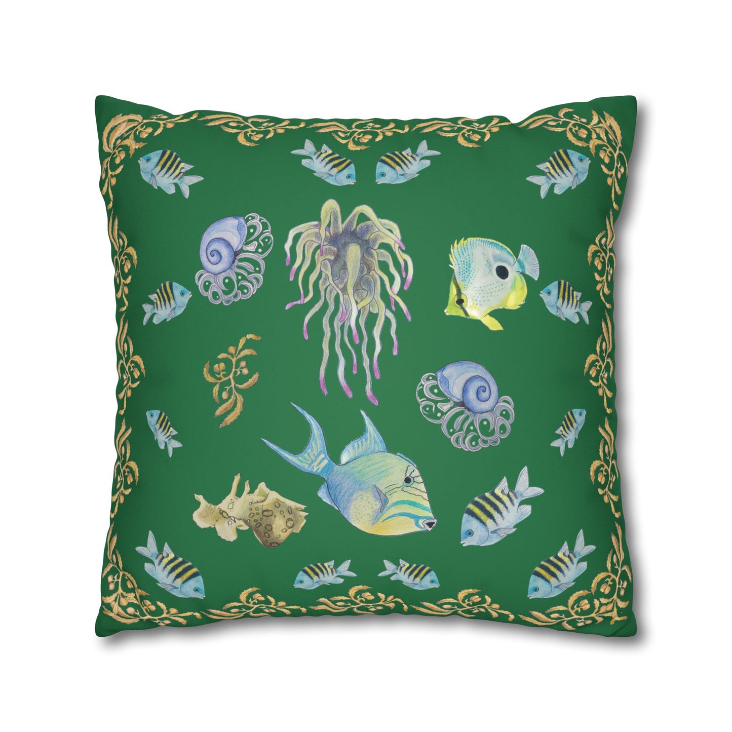 Sargasso Sea - Faux Suede Square Pillow Case - Forest