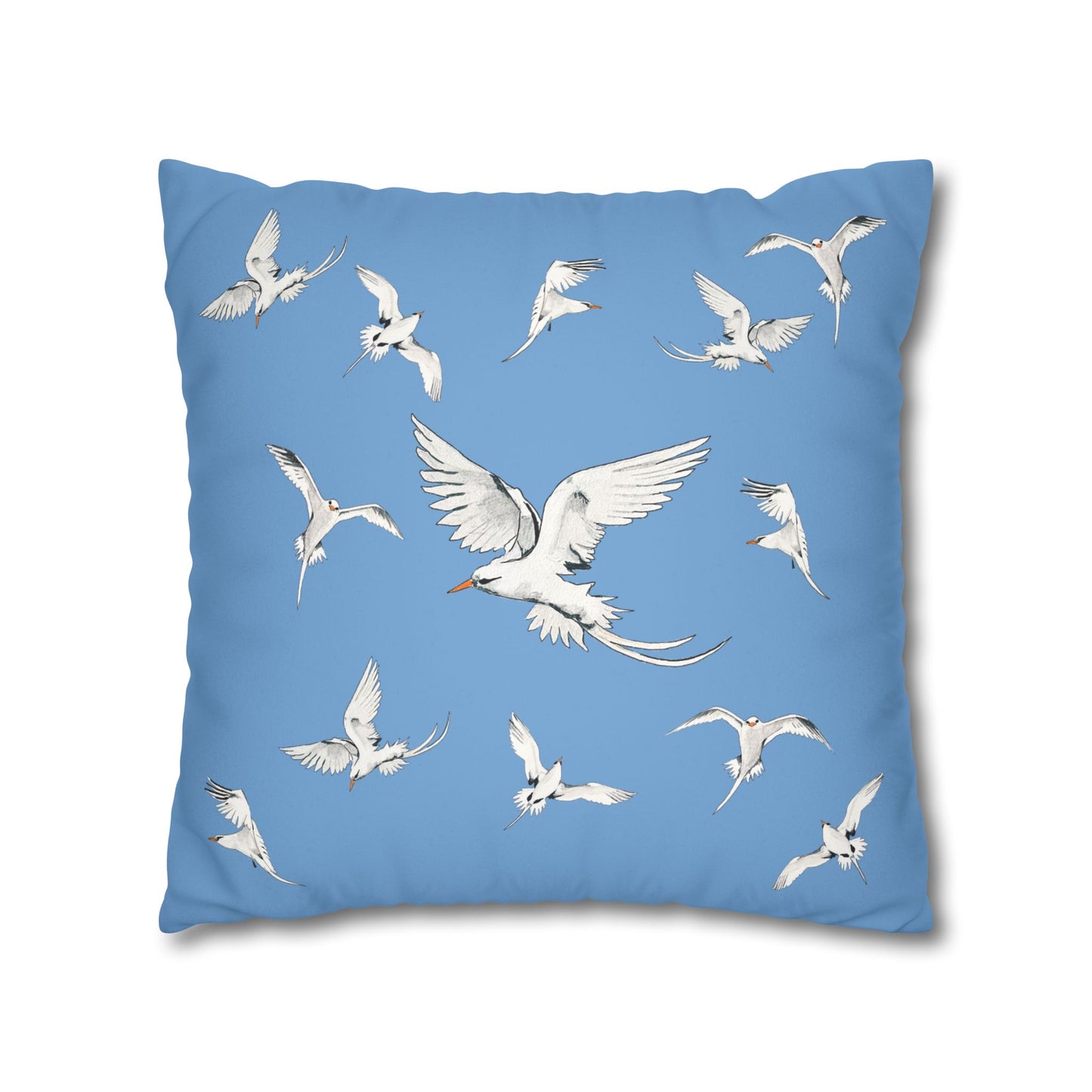 Longtails - Faux Suede Square Pillow Case - Light Blue