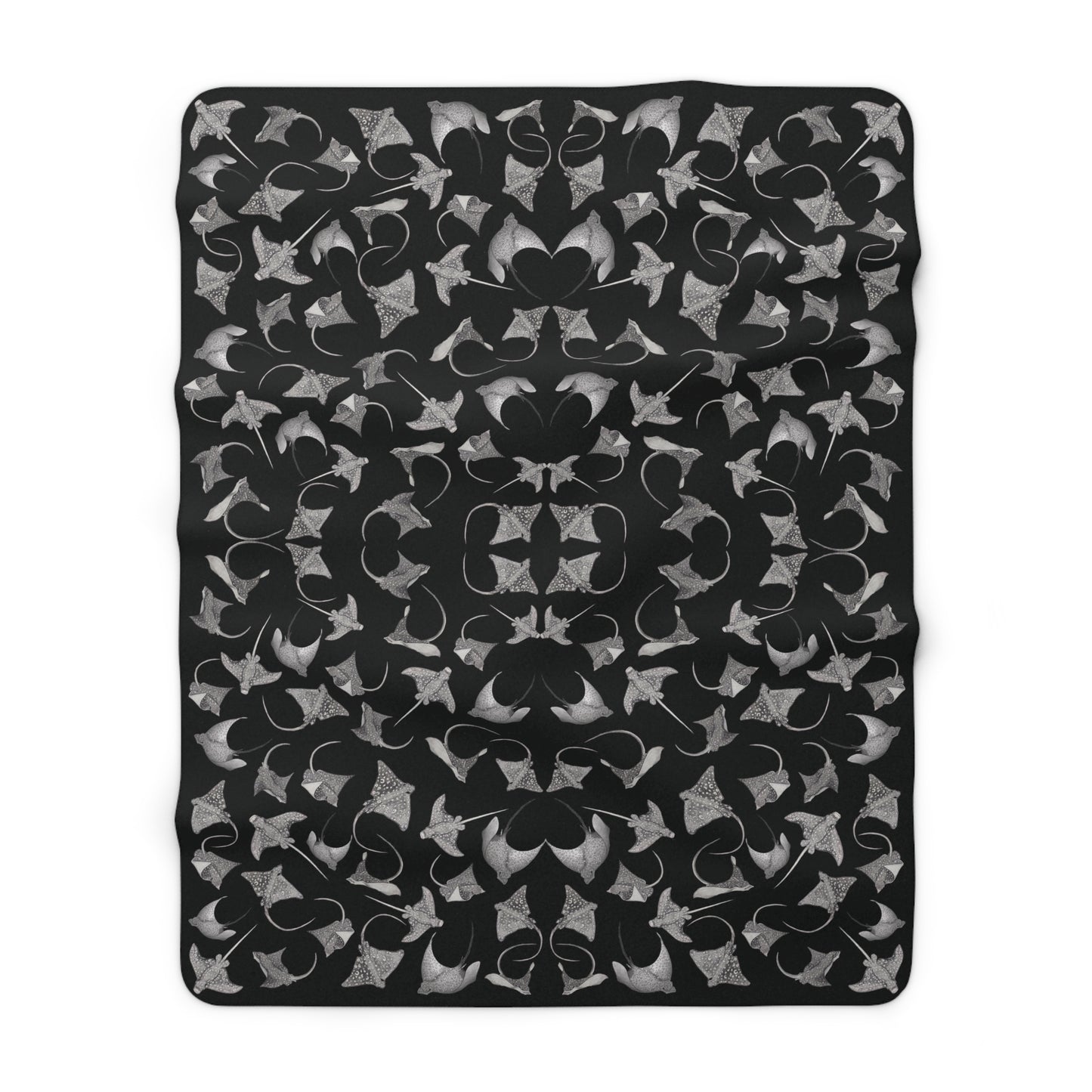 Eagle Ray - Sherpa Fleece Blanket - Black