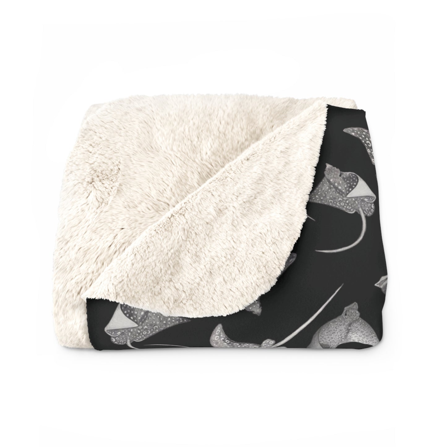 Eagle Ray - Sherpa Fleece Blanket - Black