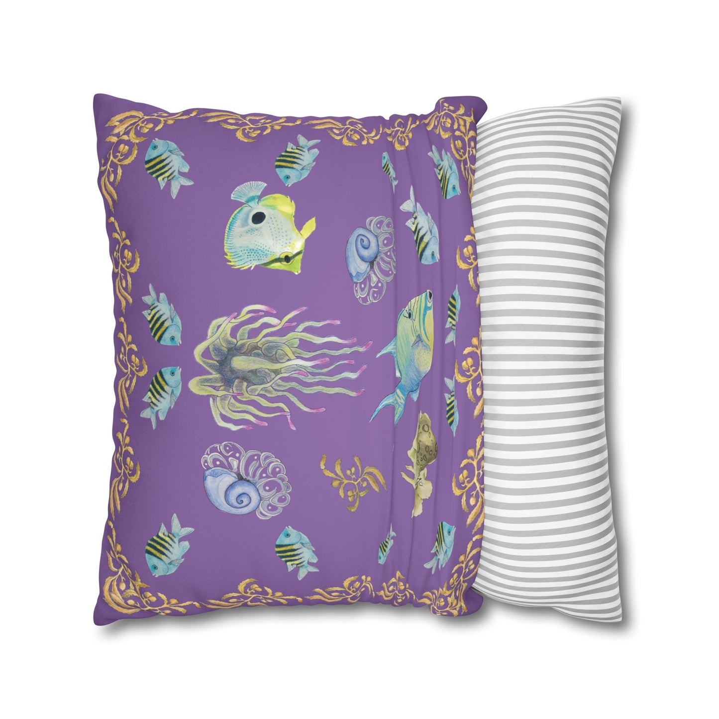 Sargasso Sea - Faux Suede Square Pillow Case - Light Purple