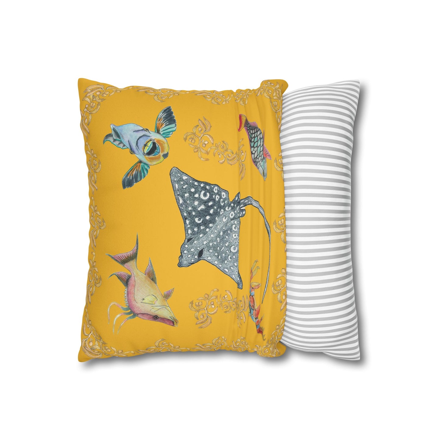 Sargasso Sea - Faux Suede Square Pillow Case - Mango