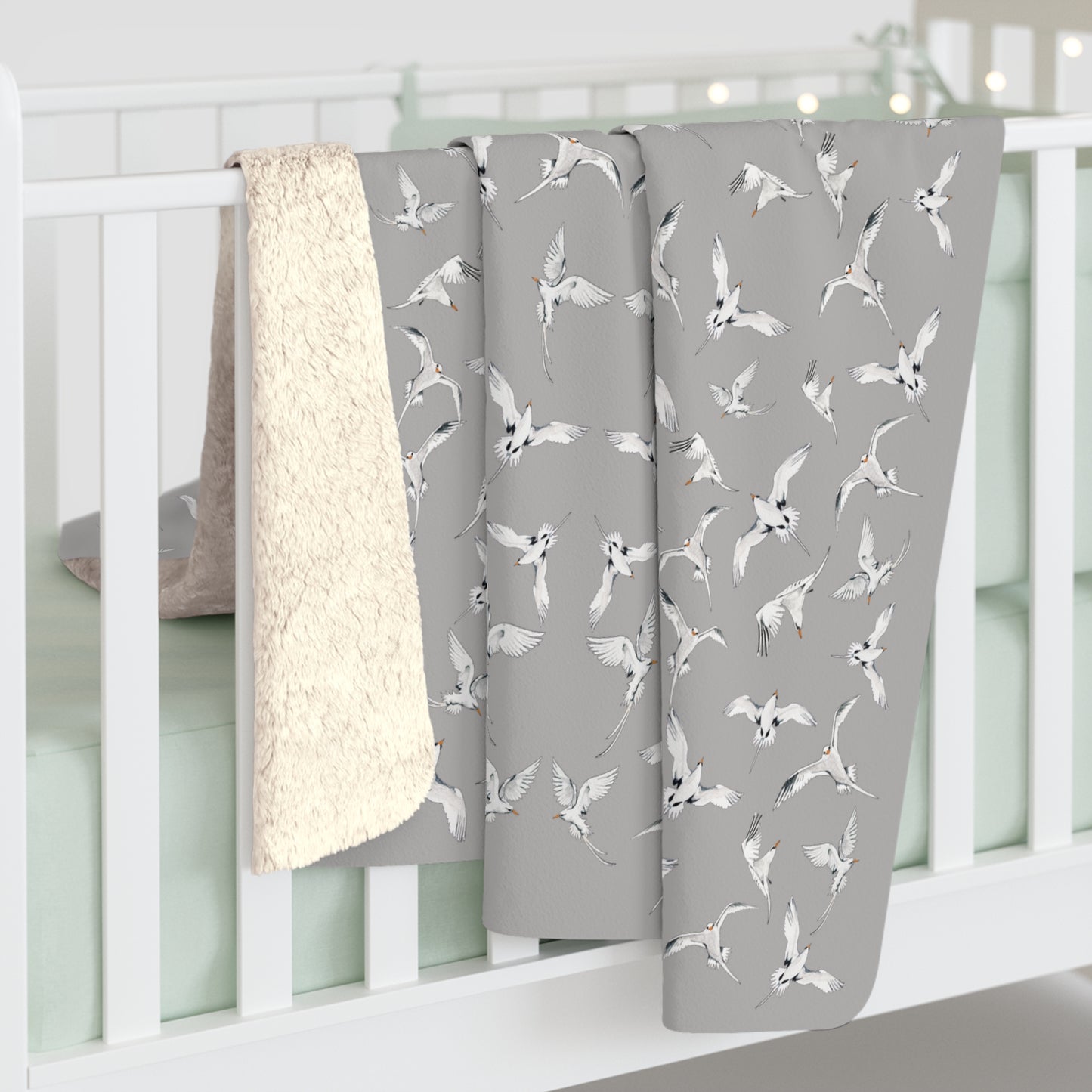 Longtails - Sherpa Fleece Blanket - Light Grey