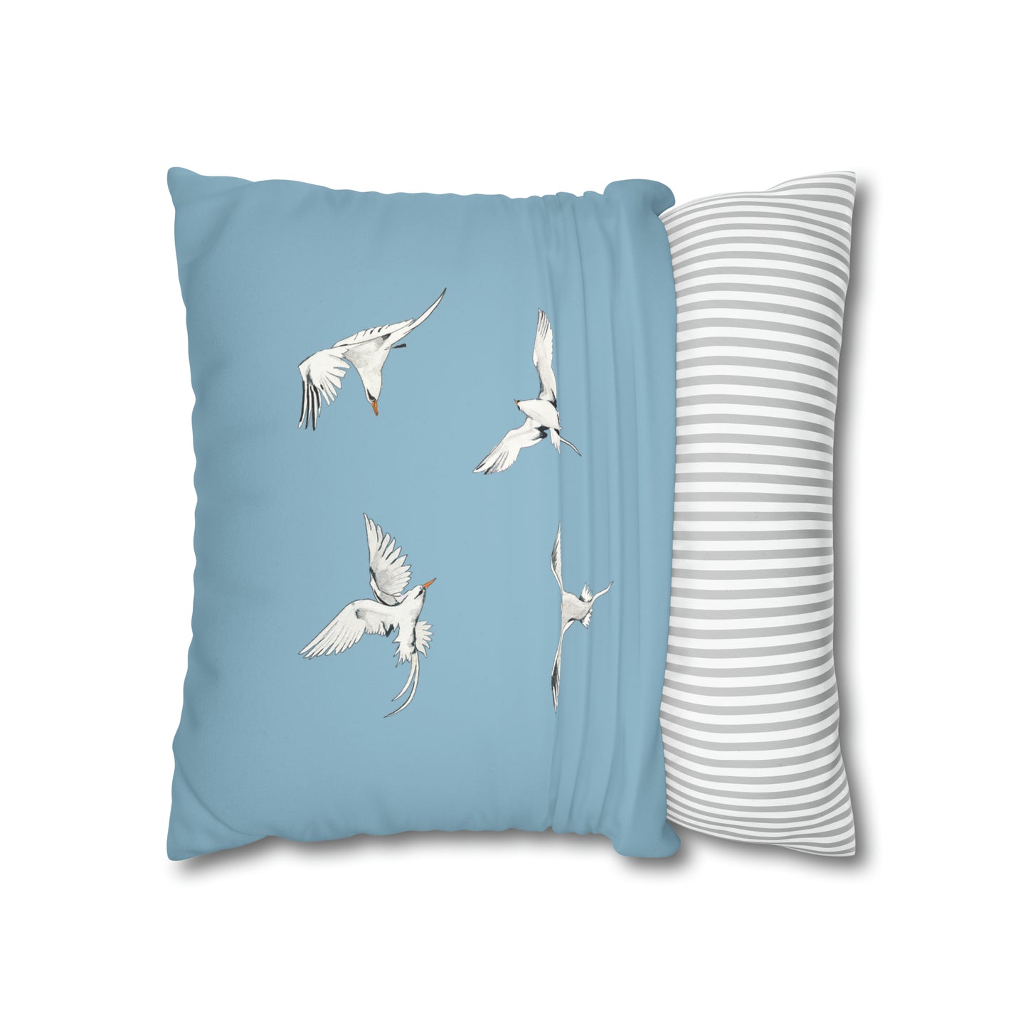 Longtails - Faux Suede Square Pillow Case - Sky