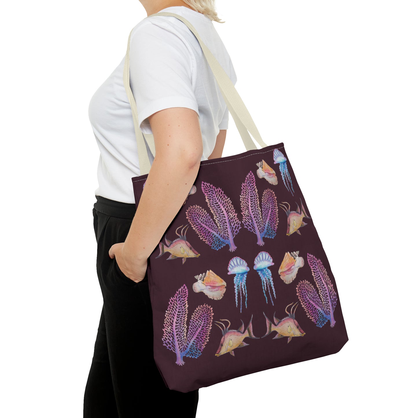 Sargasso Sea - Square Tote Bag - Aubergine