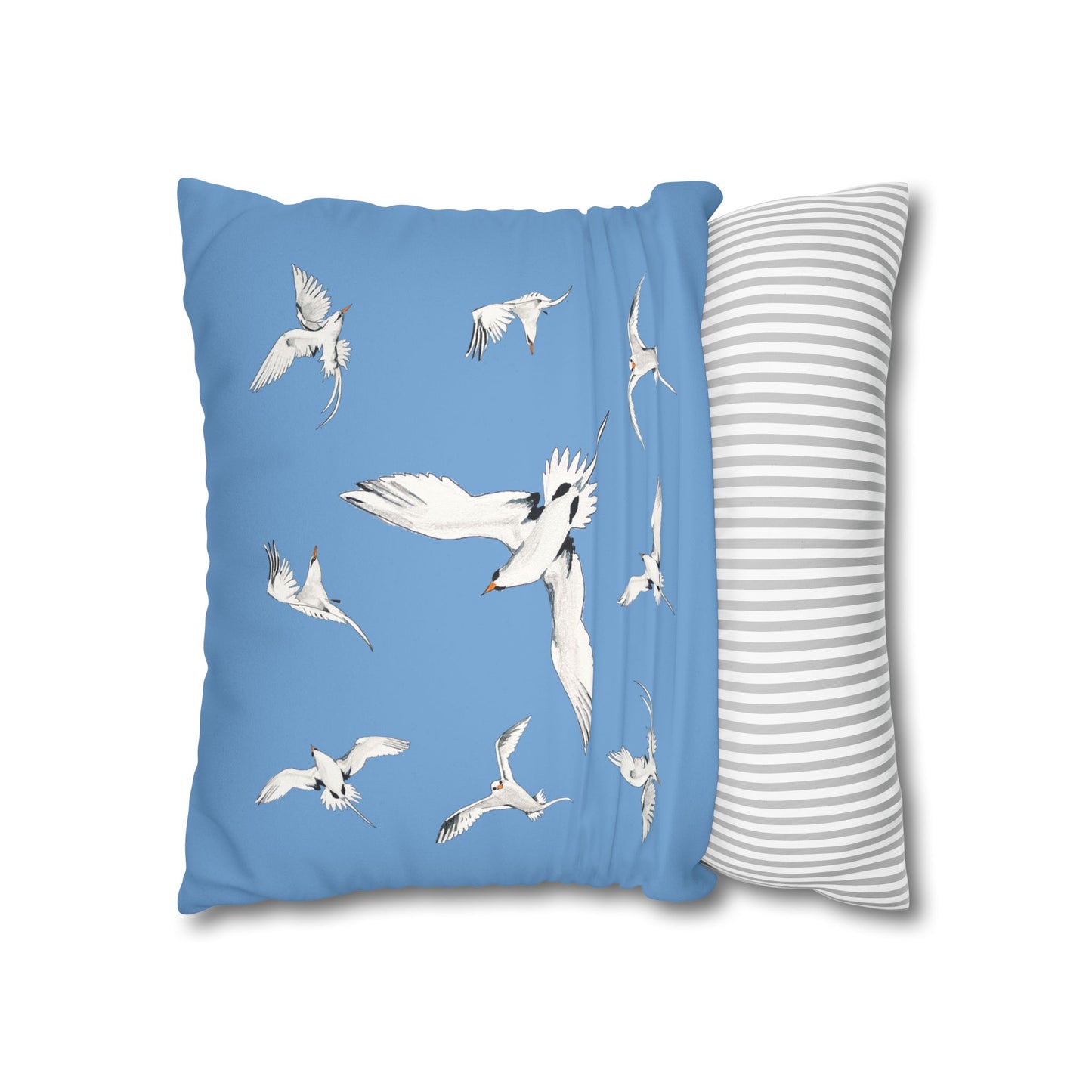 Longtails - Faux Suede Square Pillow Case - Light Blue