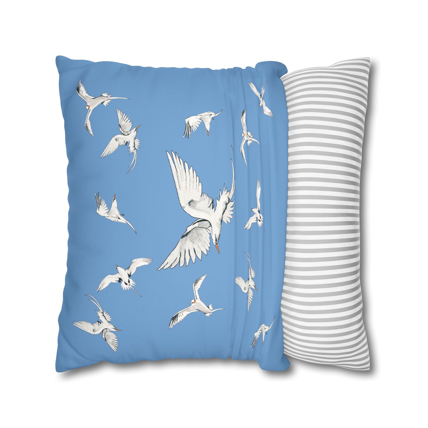 Longtails - Faux Suede Square Pillow Case - Light Blue