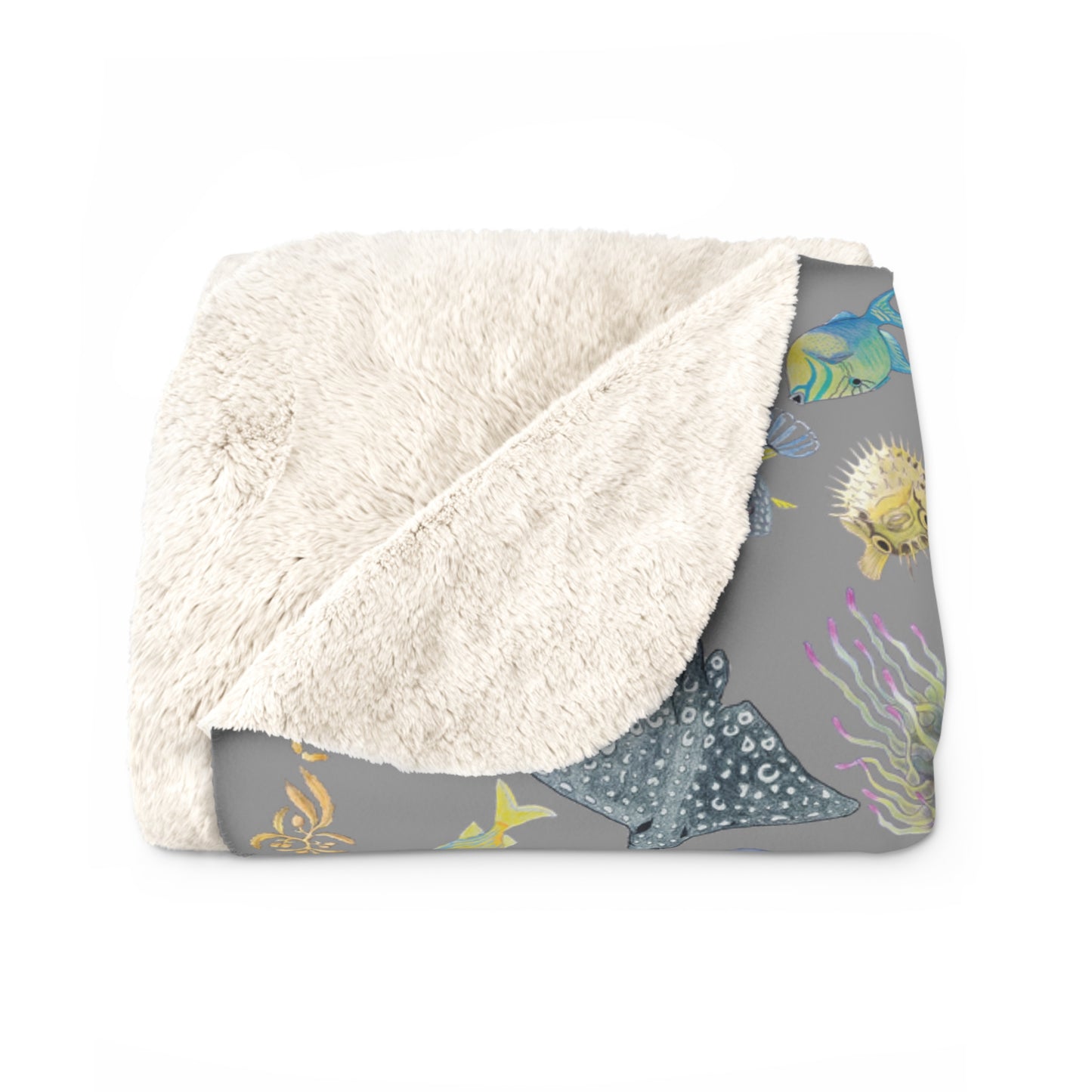 Sargasso Sea - Sherpa Fleece Blanket - Grey