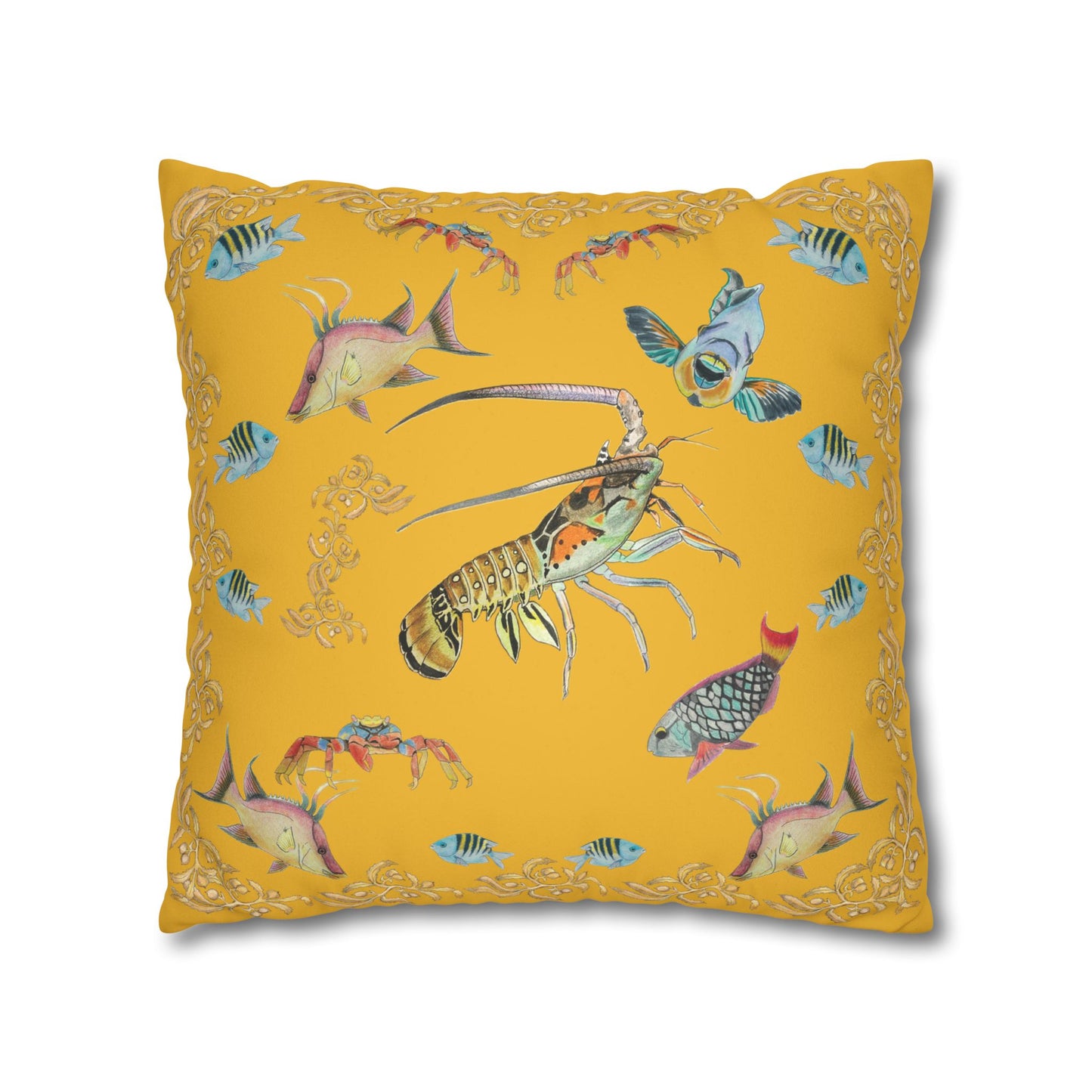 Sargasso Sea - Faux Suede Square Pillow Case - Mango