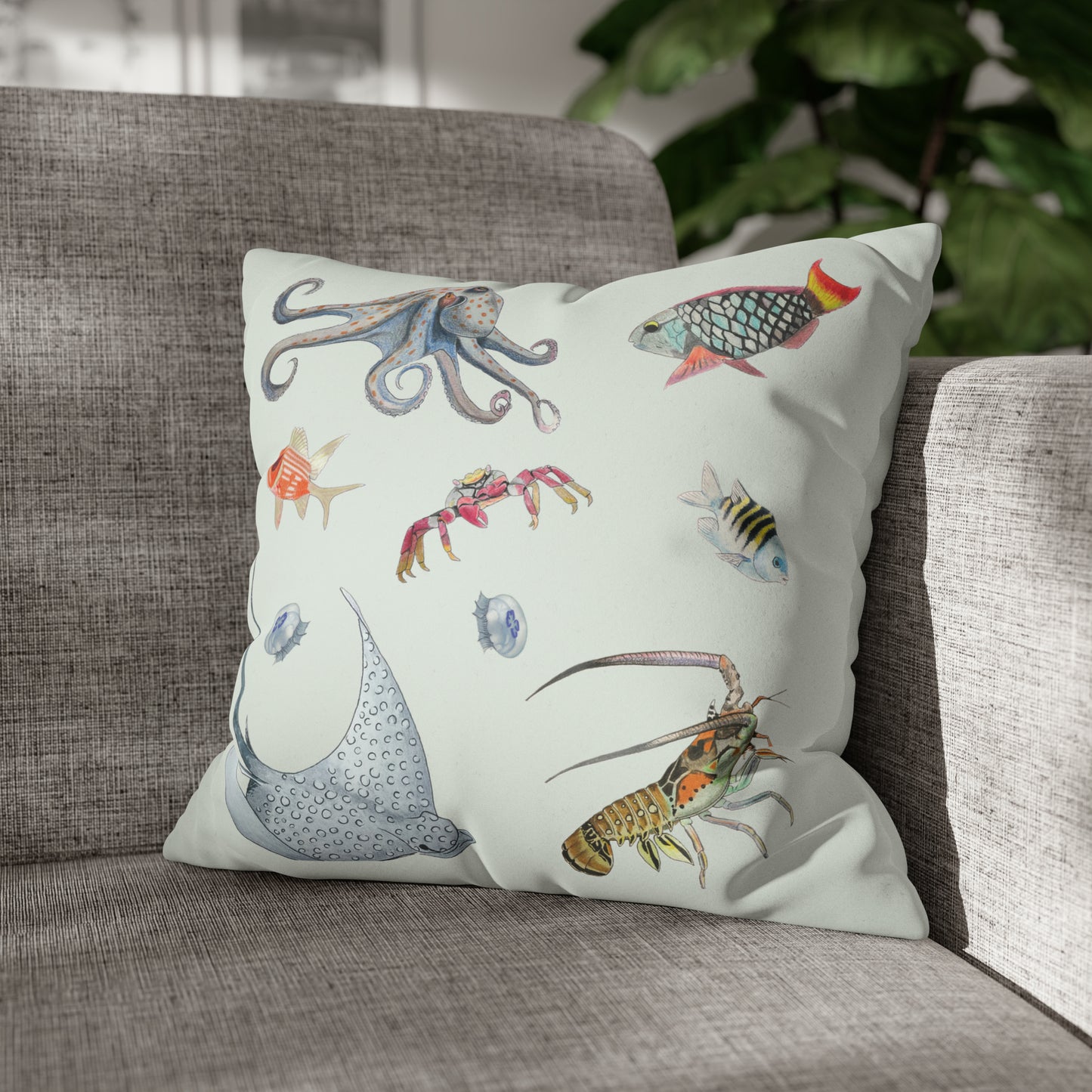 Sargasso Sea - Faux Suede Square Pillow Case - Silver