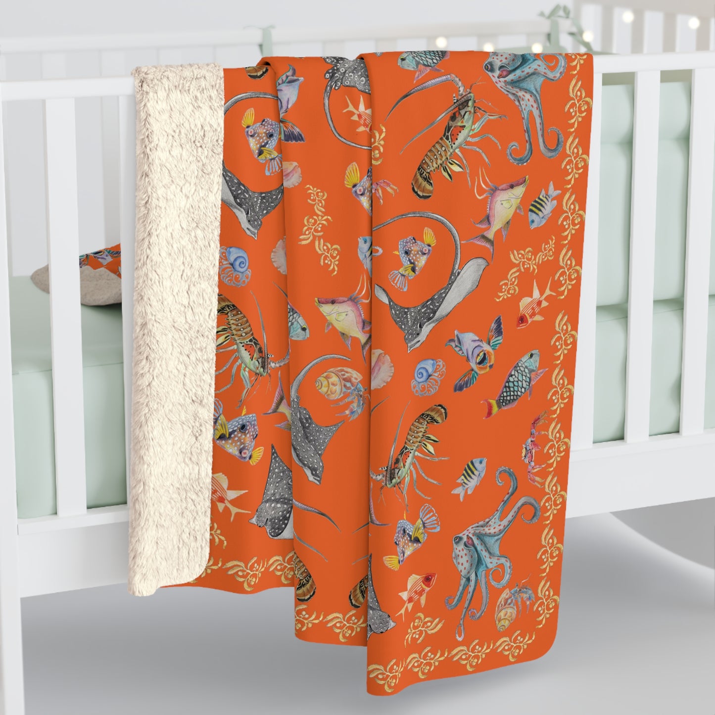 Sargasso Sea - Sherpa Fleece Blanket - Orange