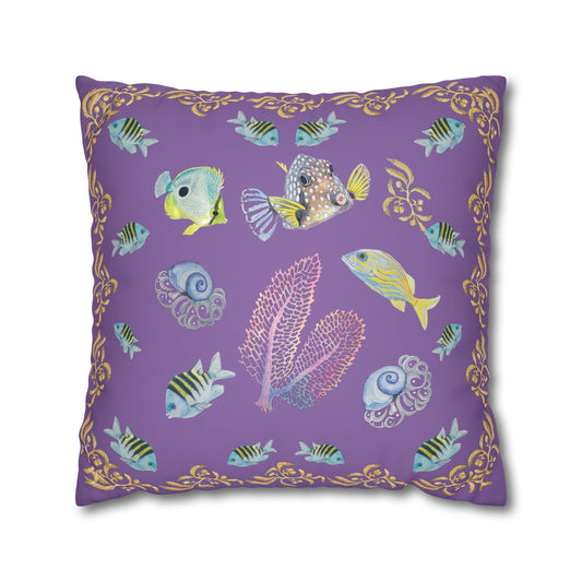 Sargasso Sea - Faux Suede Square Pillow Case - Light Purple