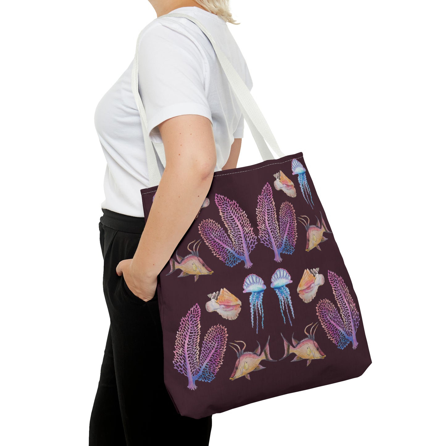 Sargasso Sea - Square Tote Bag - Aubergine