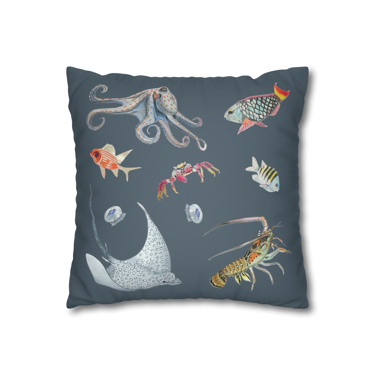 Sargasso Sea - Faux Suede Square Pillow Case - Charcoal