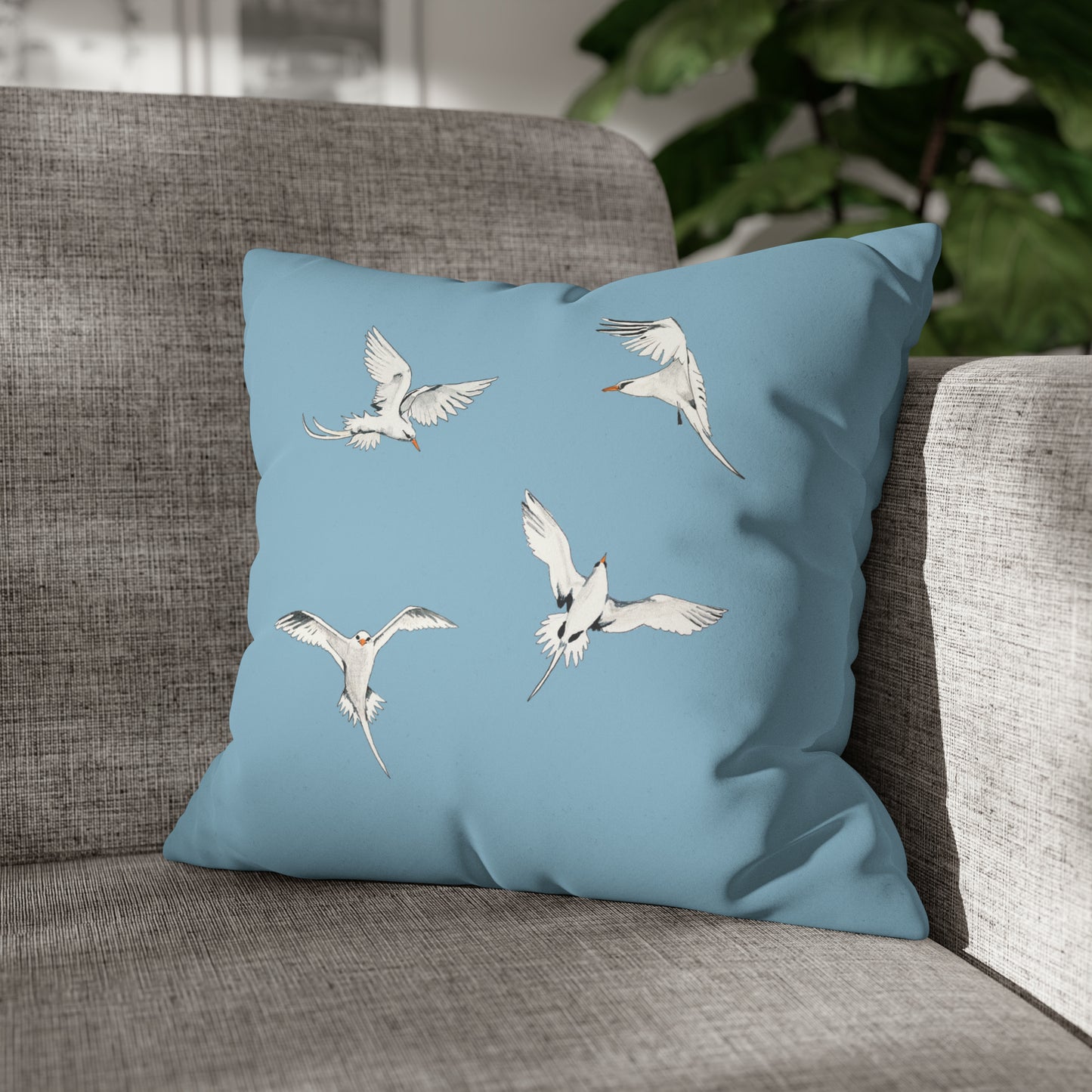 Longtails - Faux Suede Square Pillow Case - Sky