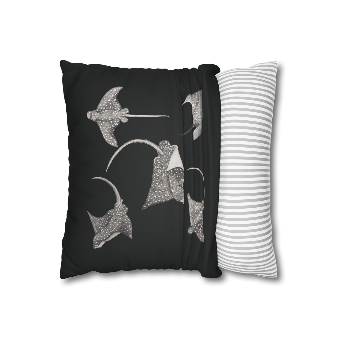 Eagle Ray - Faux Suede Square Pillow Case - Black