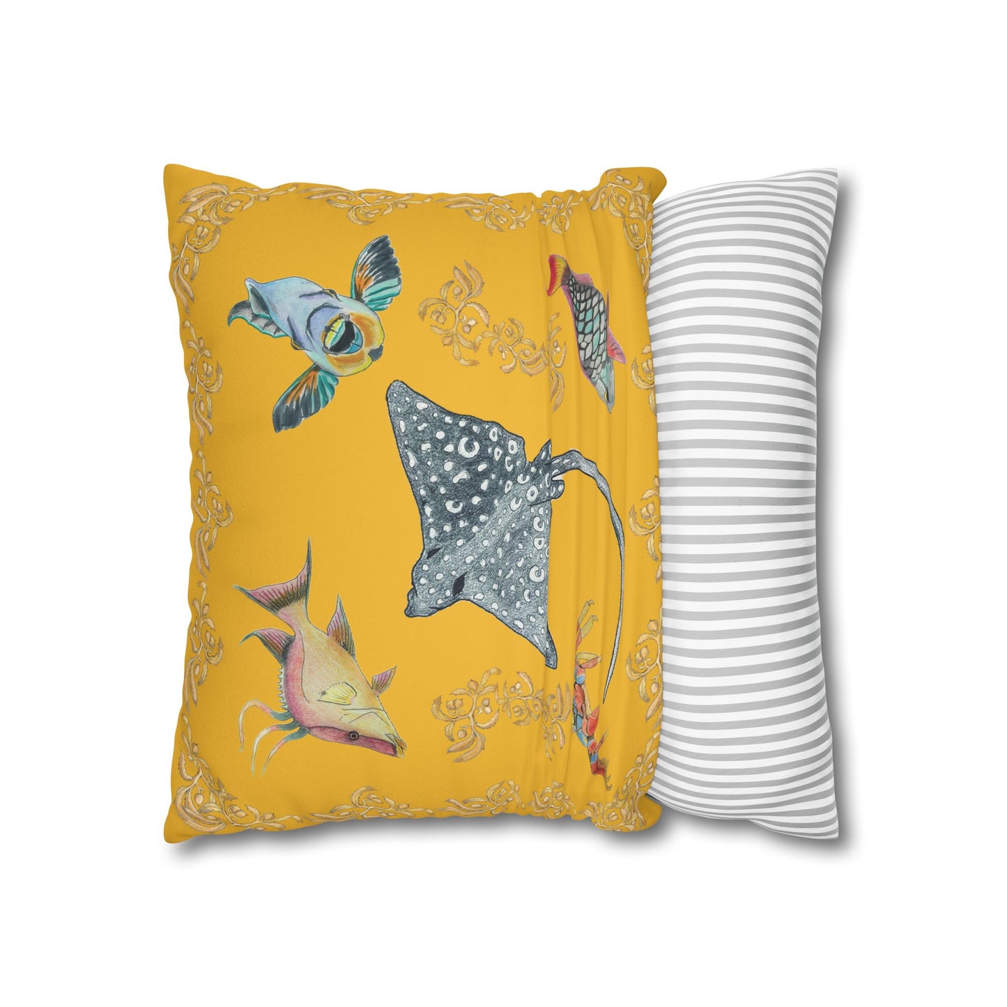 Sargasso Sea - Faux Suede Square Pillow Case - Mango