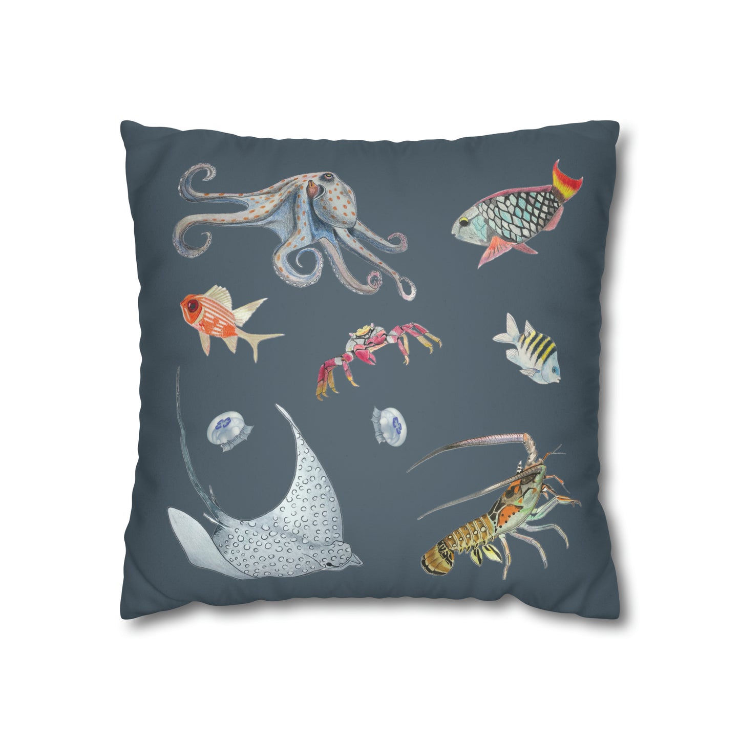 Sargasso Sea - Faux Suede Square Pillow Case - Charcoal