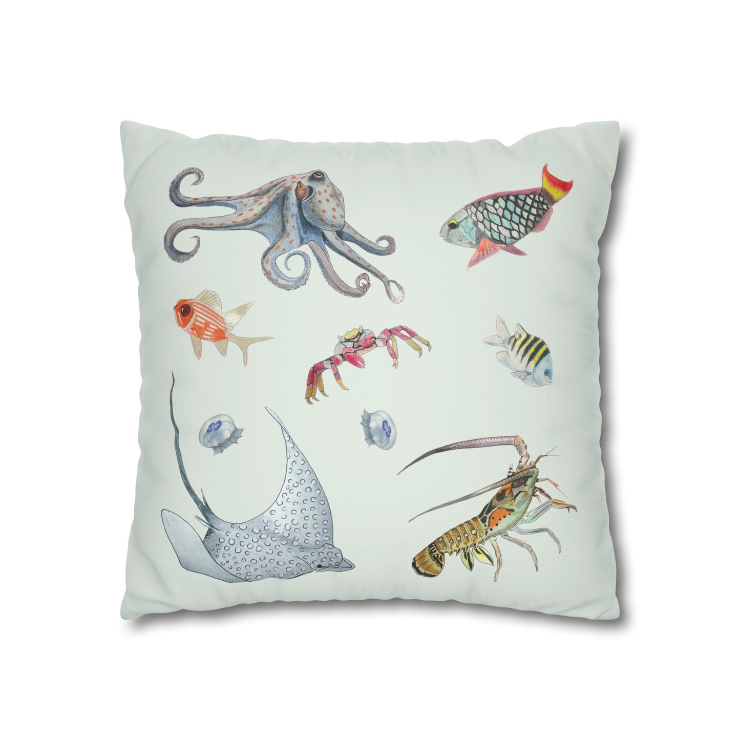 Sargasso Sea - Faux Suede Square Pillow Case - Silver