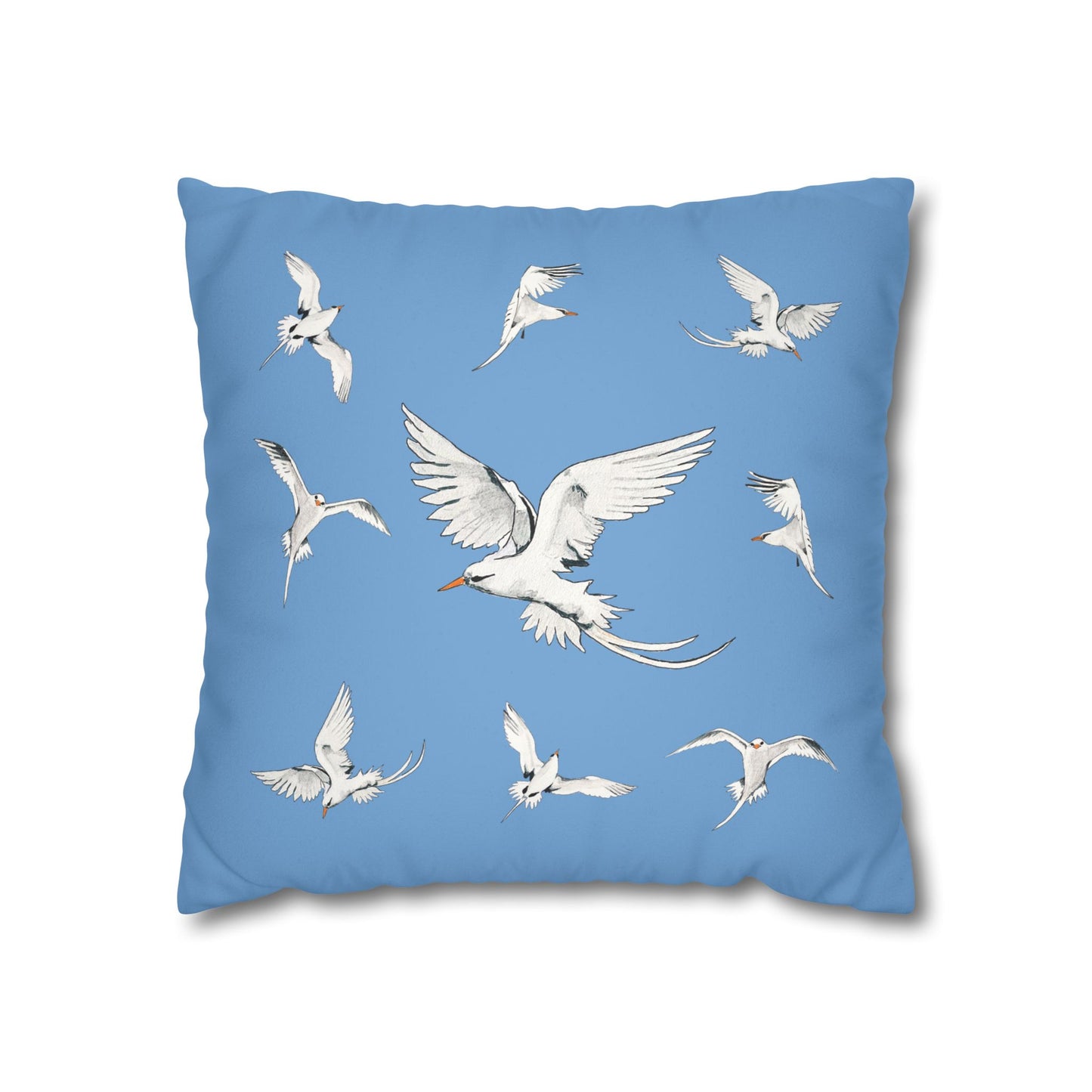 Longtails - Faux Suede Square Pillow Case - Light Blue