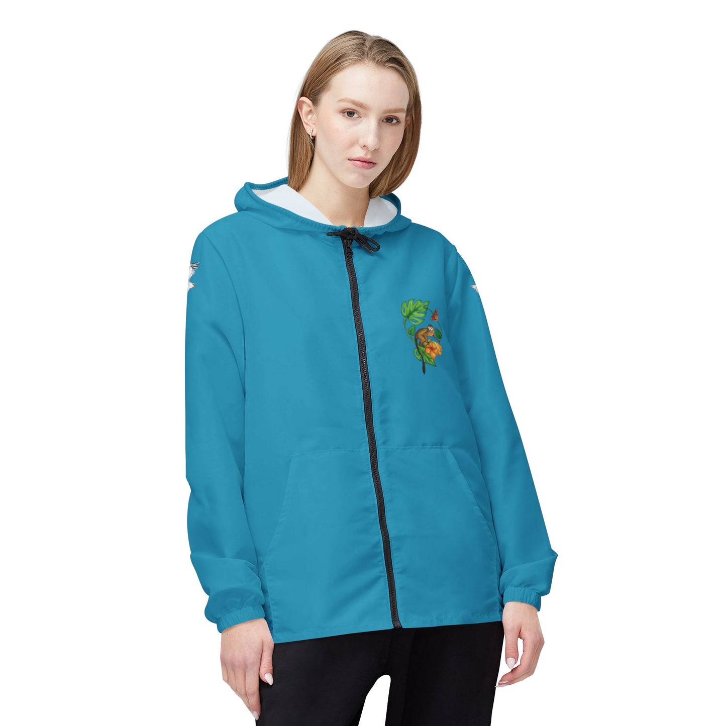 Longtails - Eco-Friendly Fish Print Windbreaker Jacket - Turquoise