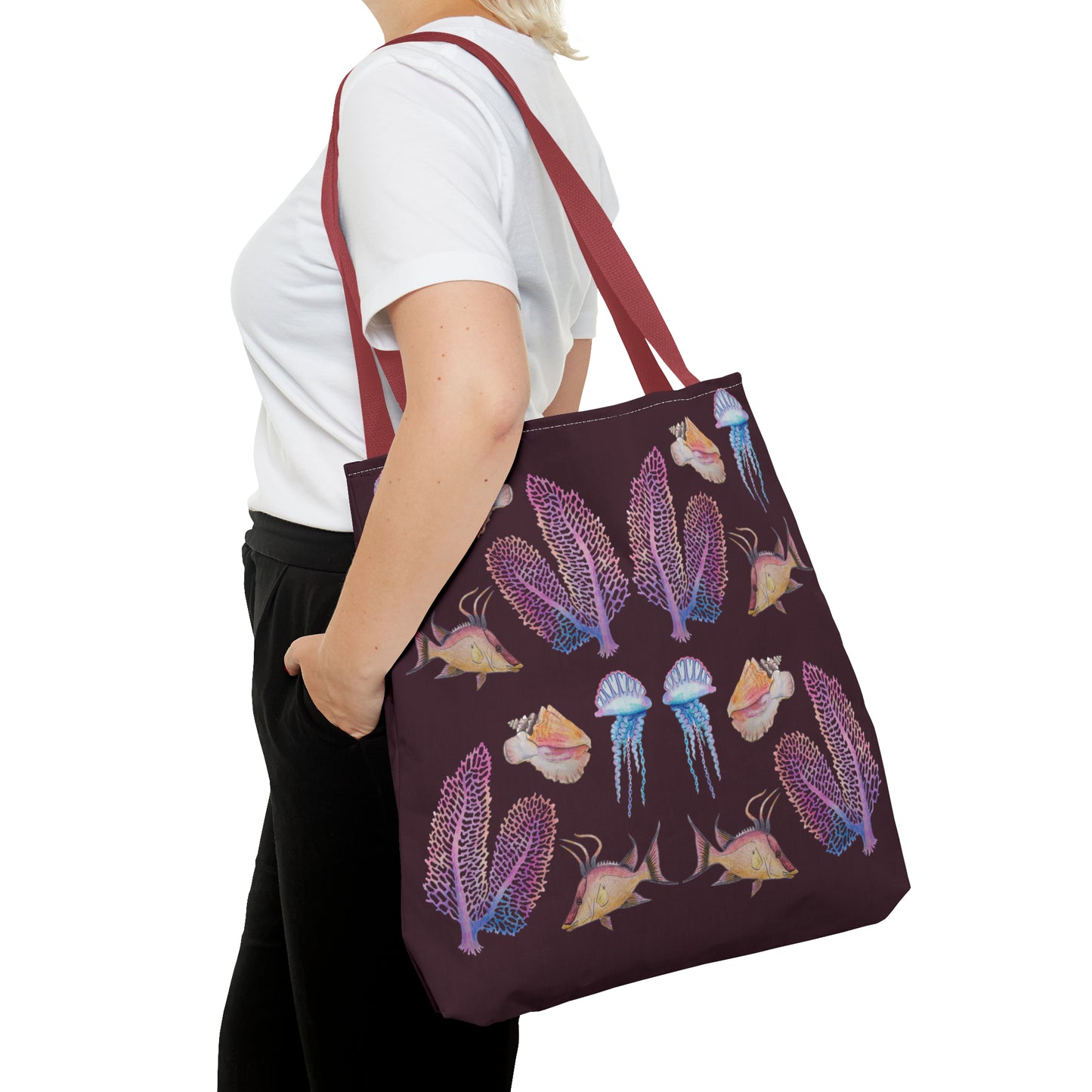 Sargasso Sea - Square Tote Bag - Aubergine