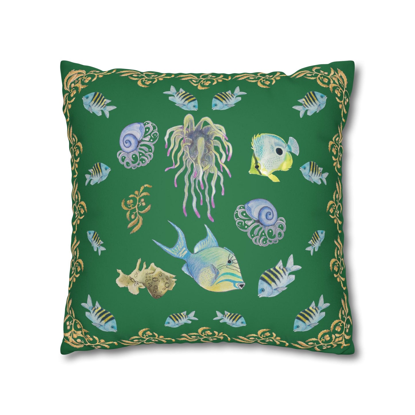 Sargasso Sea - Faux Suede Square Pillow Case - Forest