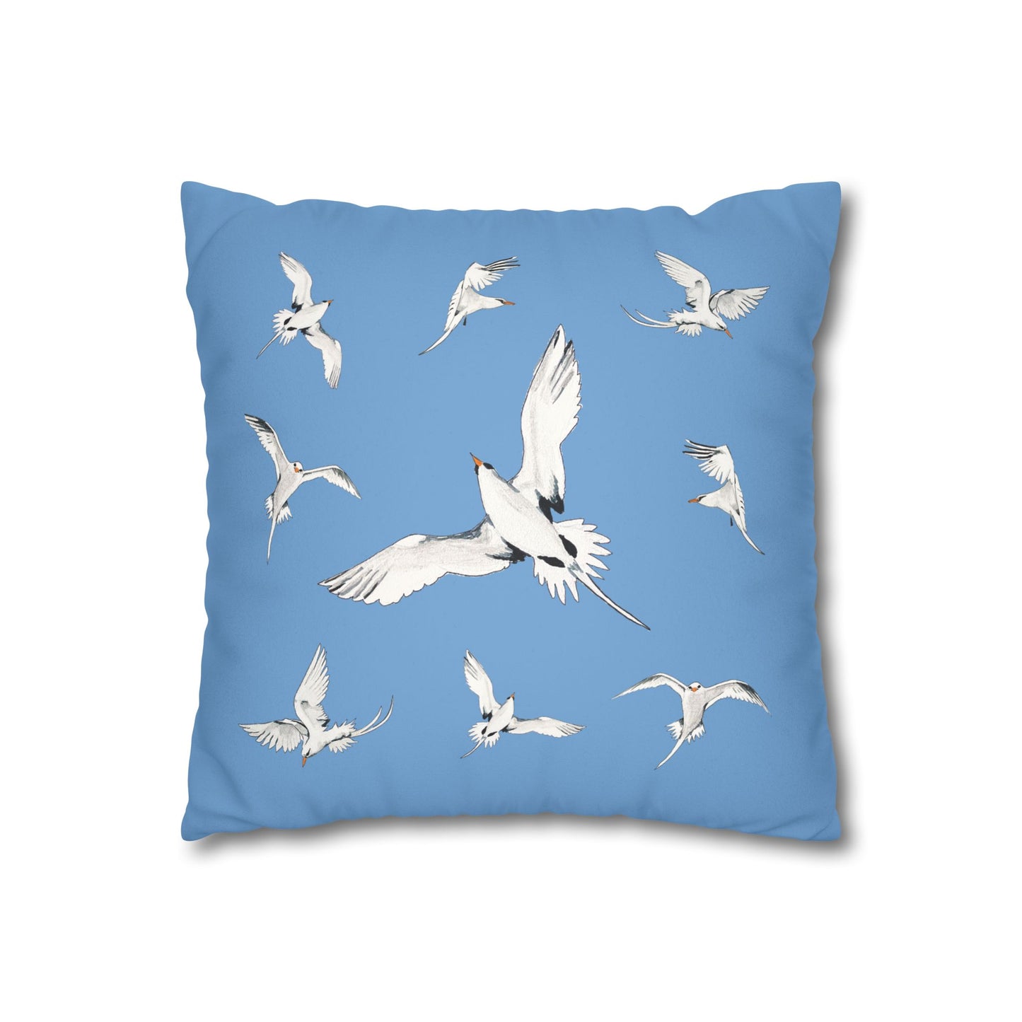 Longtails - Faux Suede Square Pillow Case - Light Blue