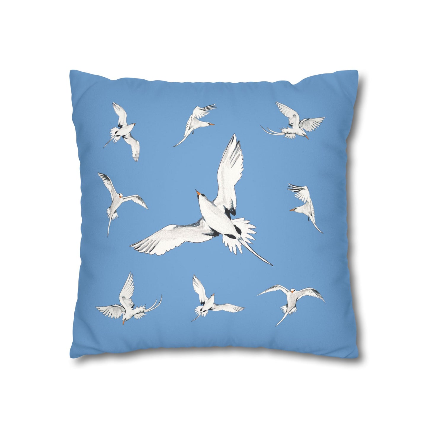 Longtails - Faux Suede Square Pillow Case - Light Blue